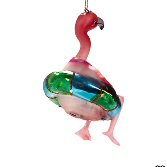 Brubaker whimsical Flamingo in bikini, glass ornament - Picture 3 of 10